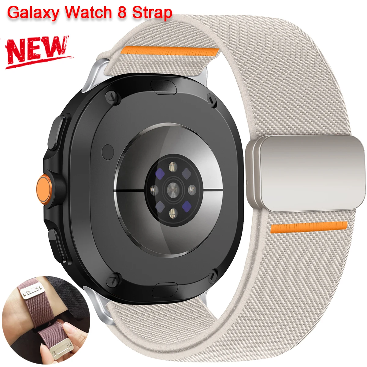 

Нейлоновый ремешок для Samsung Galaxy Watch 8 classic, 46 мм, эластичный магнитный браслет Correa Pulsira, браслет Galaxy Watch 8, 44 мм, 40 мм, ремешок