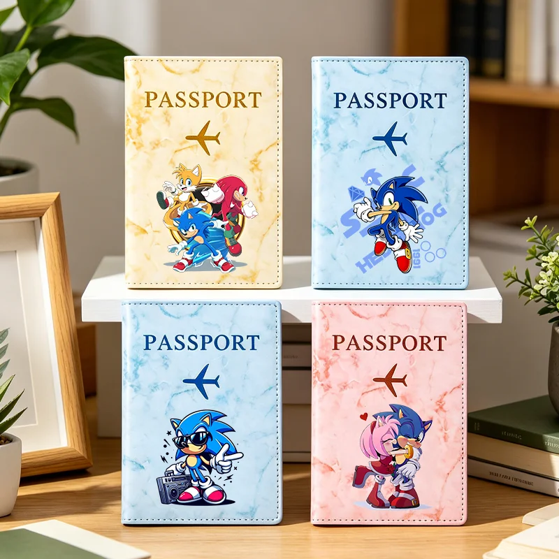 Sonics Passport Covers Women Men Ultra-thin Document Holder Cartoon Anime Figure Travel Waterproof Passport ID Card Covers Gift