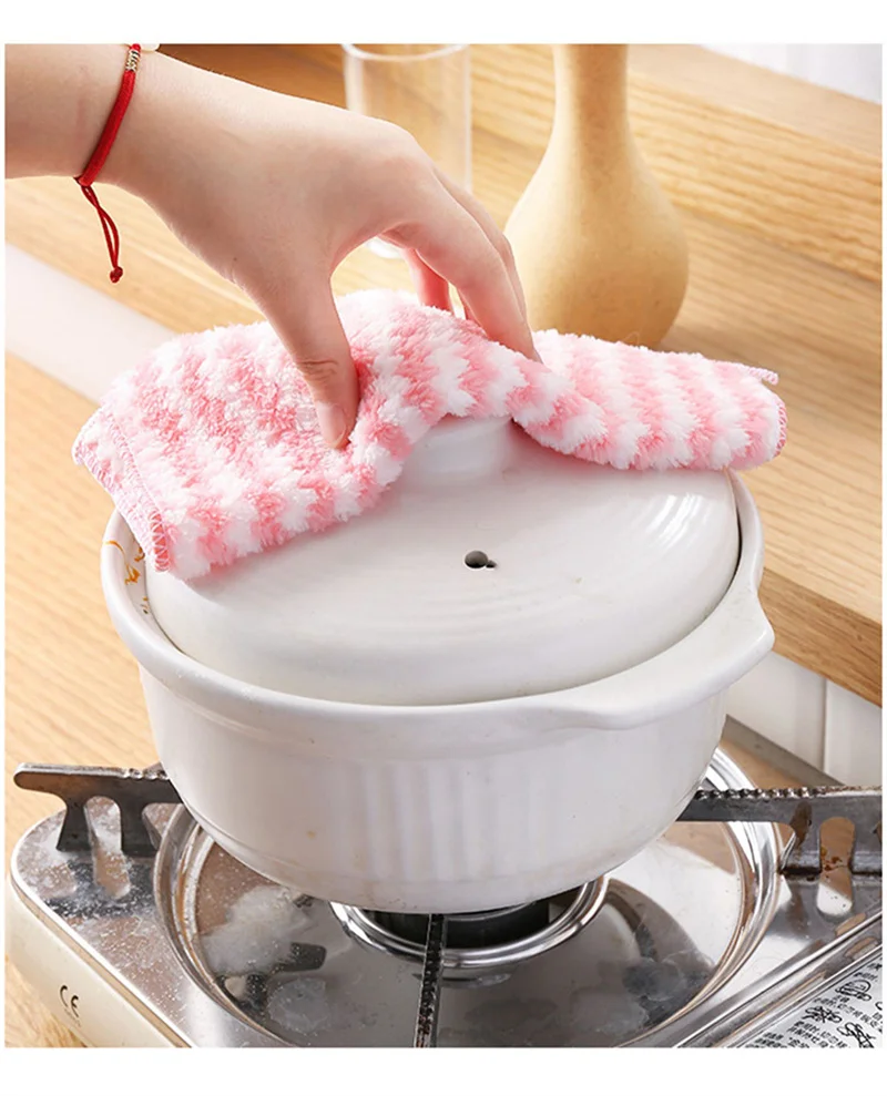 30x30cm kitchen dishwashing cloth superfine fiber water absorbent cleaning cloth for lazy people5pcs