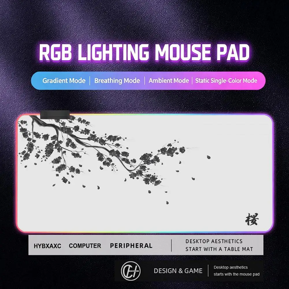 Japan Cherry Blossom Mouse Pad Gray Caps Game Deskmat Sakura Mousepad Anime Office Carpet Gamer Keyboard Computer Desks HYBXAXC