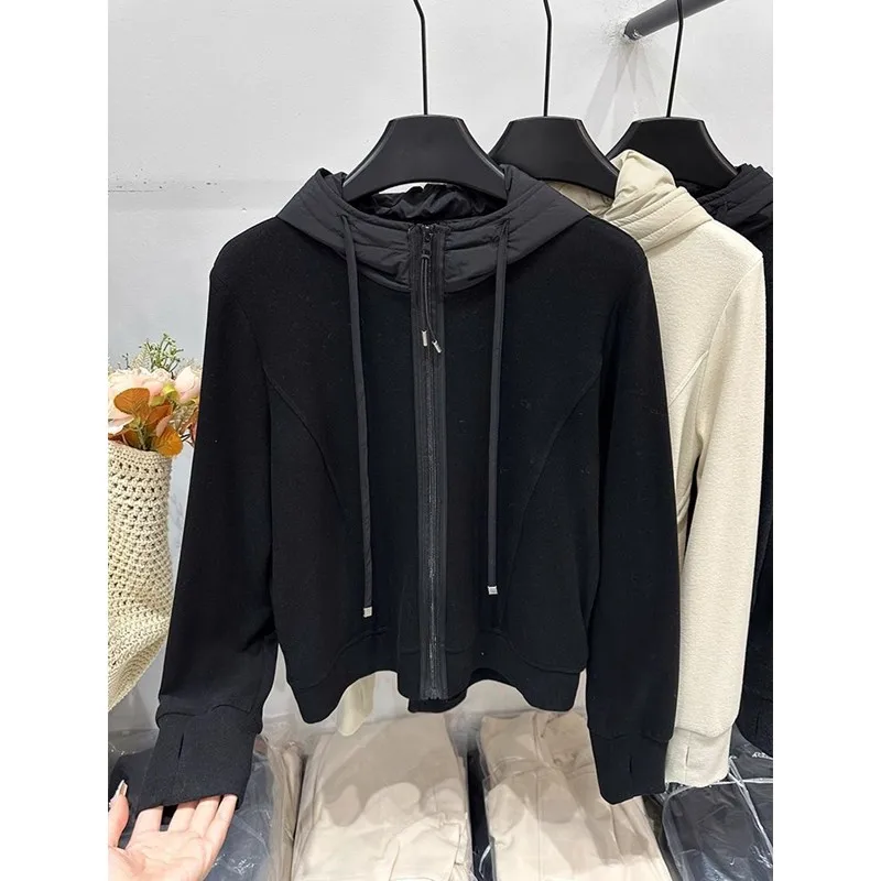 الخريف الشتاء حجم كبير هوديي Jaet المرأة طويلة Sve تقسم المخملية الدافئة سترة أعلى ألياف البوليستر V-Ne تصميم