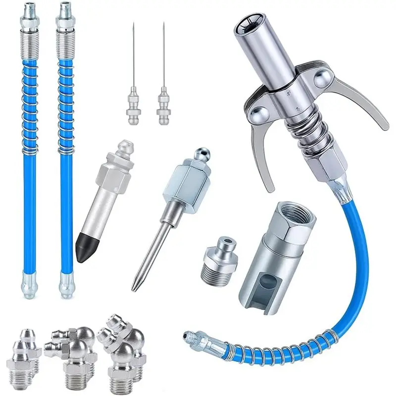 

M12K-12" Hose& 14PCS Accessory Kit Featuring Nozzle, Hydraulic Couplers, Rubber Tip For Tractor, Automotive& Machinery Dispenser