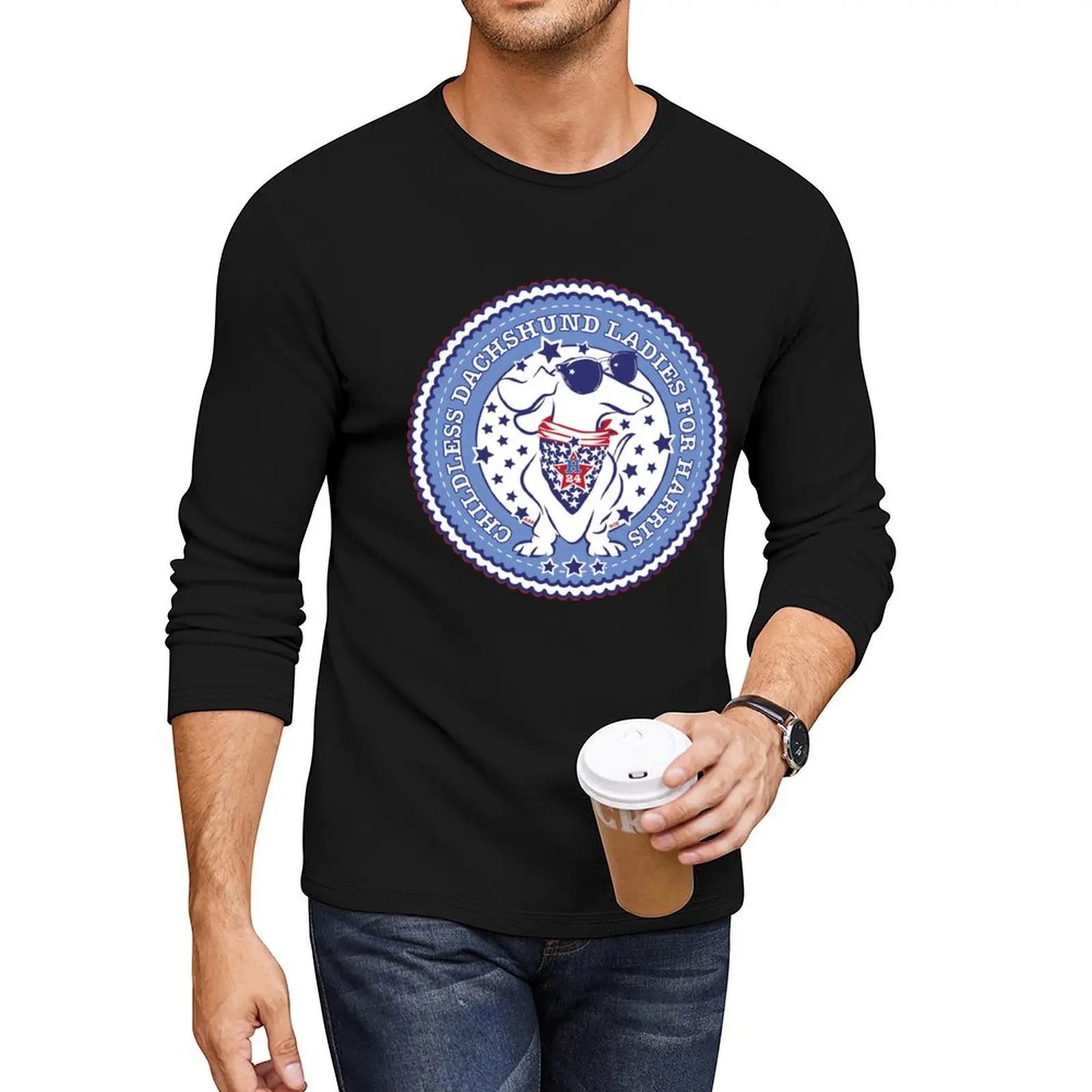

CHILDLESS DOG LADY - Dachshund Moms For Kamala Harris Long T-Shirt cute clothes vintage t shirt plain t shirts men