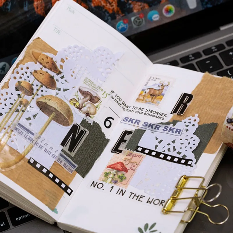 1 pçs 5m * 2.5cm coleção vintage selo fita adesiva planta cogumelo fita adesiva decorativa diy scrapbooking etiqueta