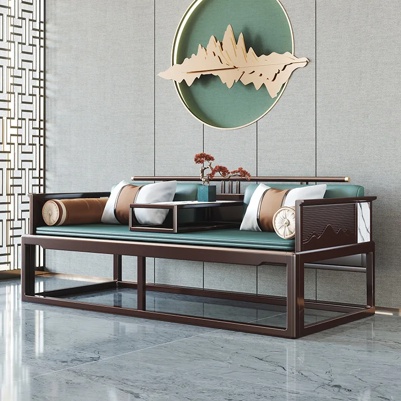 New Chinese style push-pull Arhat bed solid wood bed chair small apartment multi-functional simple sofa foldable living room