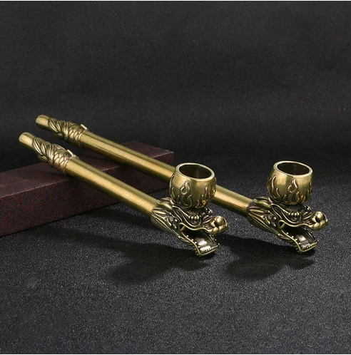 Chinese brass faucet pot rod pure copper brass old filter type pot pot bronze ornaments artifact