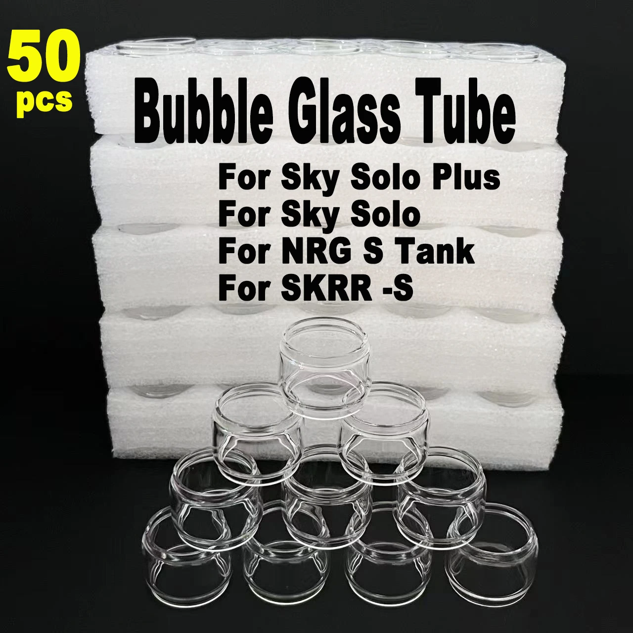 Clear Bubble Glass Tube Tank for Vaporesso Sky Solo Plus 8ml Sky Solo 3.5ml Skrr-s NRG Tank GEN S Replacment Glass Tank 50PCS