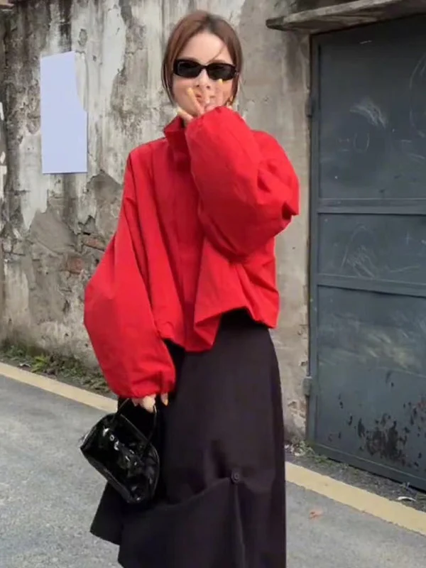 Wiosenna Nowa Damska Kurtka z Kołnierzem Stójką, Luźny Krój, Ochrona Przed Słońcem, Płaszcz ze Sznurkiem, Europejski Styl, Kurtka Przeciwwiatrowa do Pracy i na Co Dzień