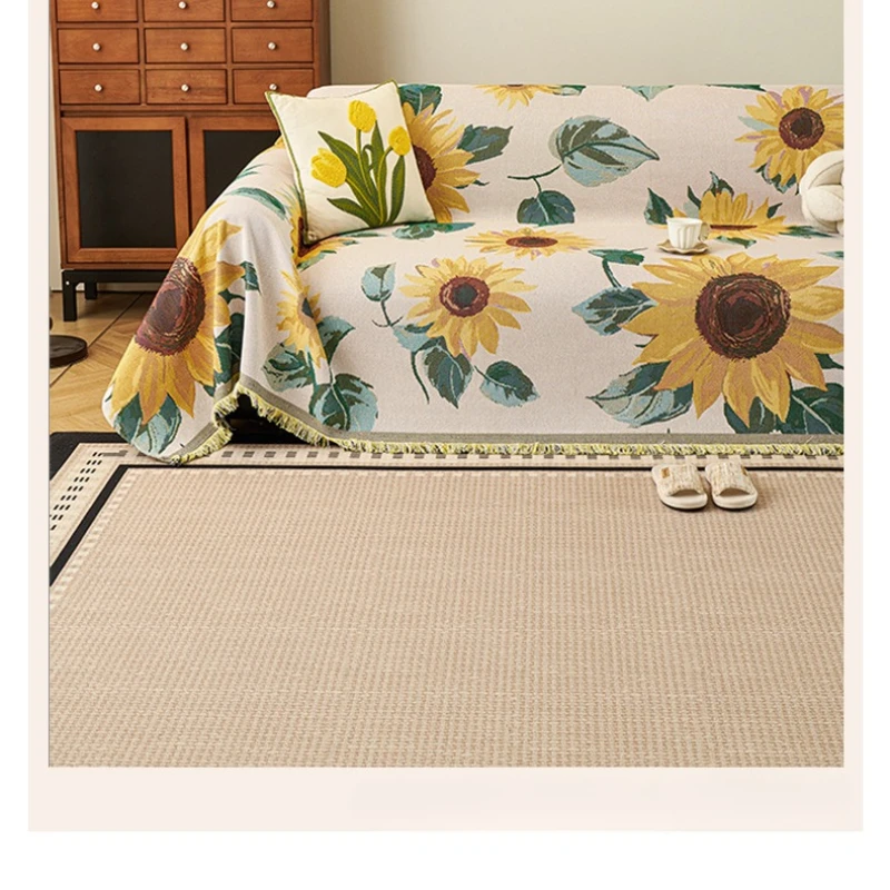Sofa Towel High-end Flower New Cotton and Linen Sofa Cushion Cover Towel Universal in All Seasons New Non-slip Sofa Cover