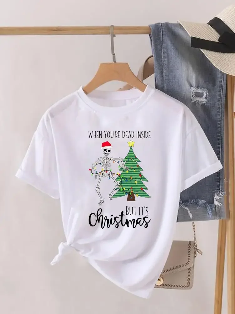 Watercolor Love Heart Trend Print Women Tee Christmas Holiday Top Fashion Lady New Year Shirt Clothing Clothes Graphic T-shirt