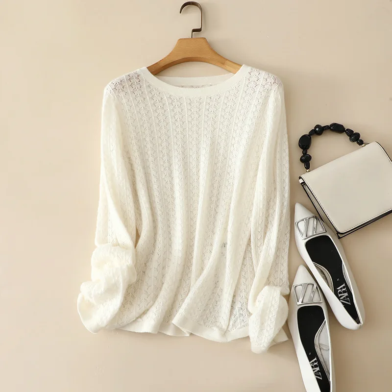 

autumn new hollow out designs 100% cashmere jacquard sweaters pullover
