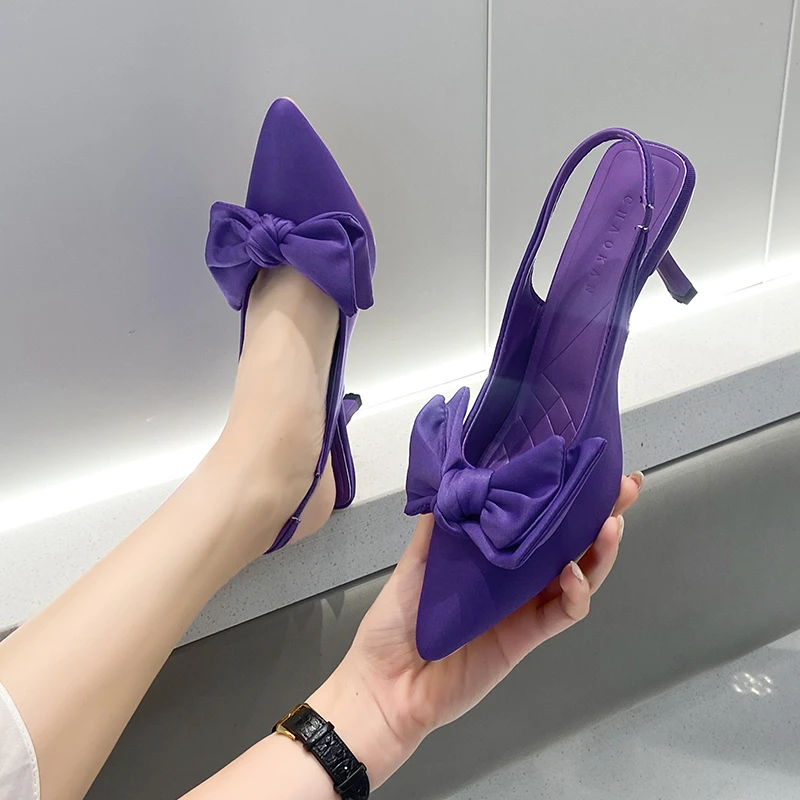 

New Fashion Shoes for Women Pointed Toe Solid Women's Pumps Summer Sexy High Heels Butterfly-knot Sandals Stiletto Ladies Shoes