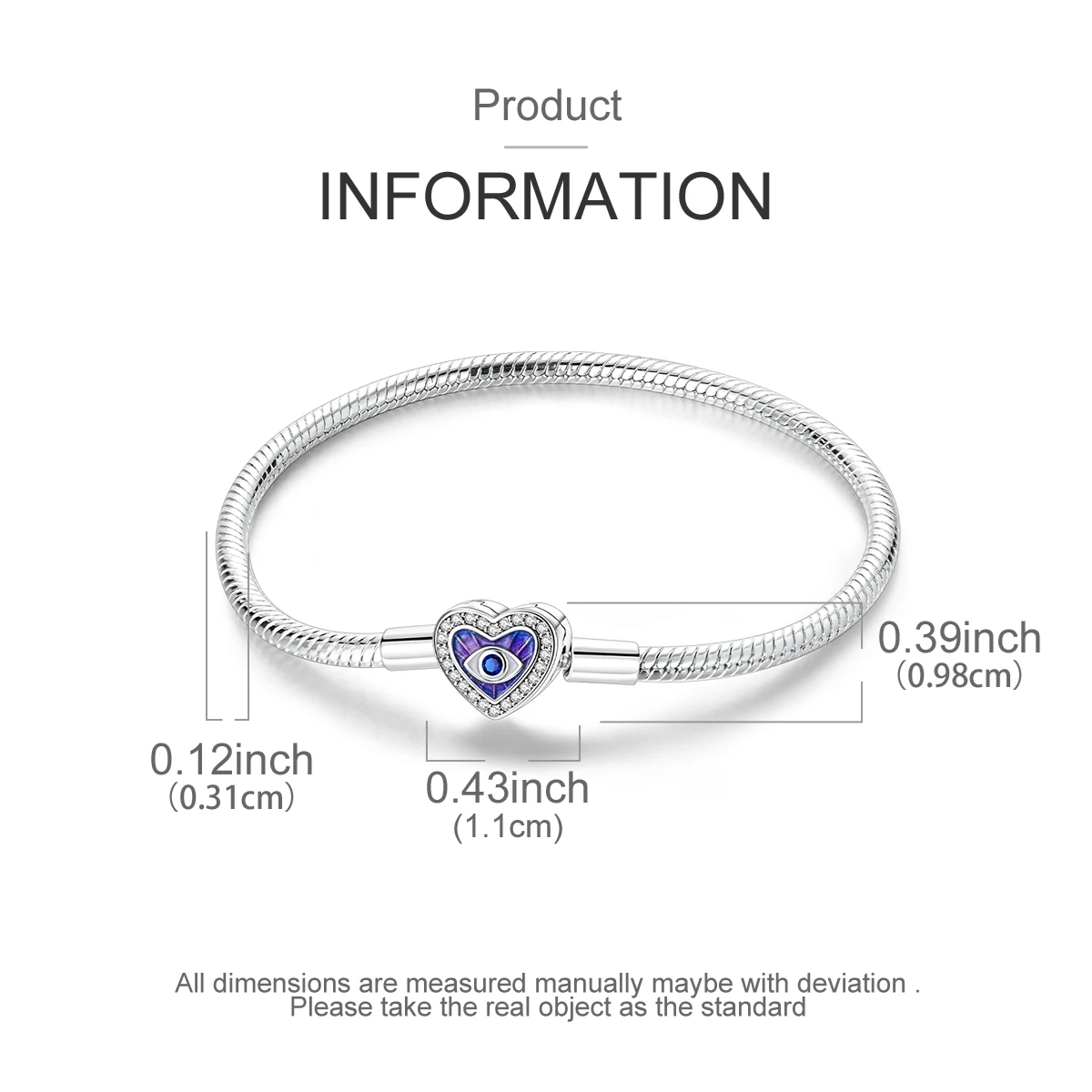925 Sterling Silber Original Schlangenkette Herzverschluss Perlen-Sicherheitskette Armbänder Passend für Charms DIY Schmuck für Frauen – Detail 6