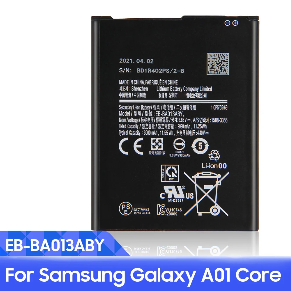 

Replacement Phone Battery EB-BA013ABY For Samsung Galaxy A01 Core SM-A013F SM-A013F/DS SM-A013G SM-A013G/DS SM-A013M 3000mAh