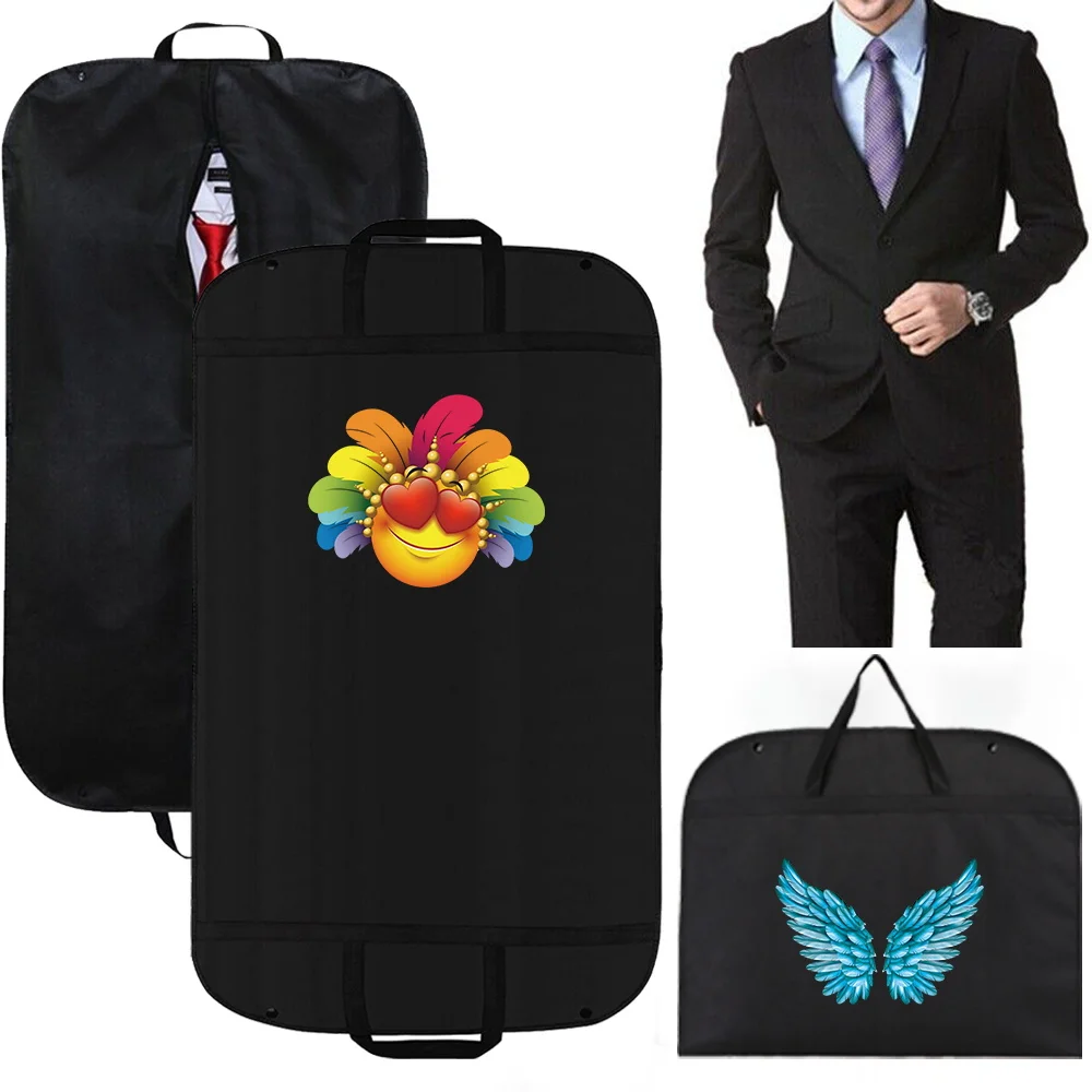 

Suit Dress Clothing Covers Dust Cover Wedding Coat Storage Bag Feather Print Garment Bags Wardrobe Hanging Clothing Organizers