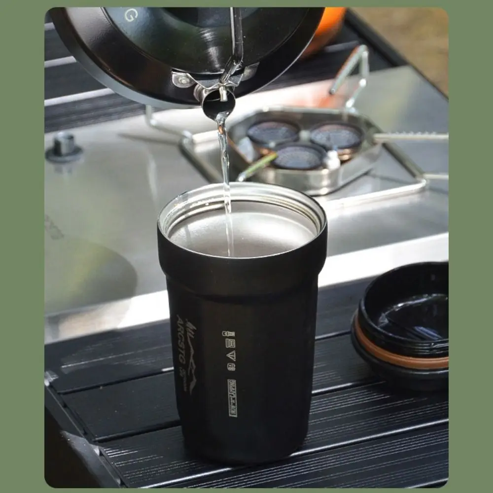 

Восьмиугольная изолированная кофейная чашка из нержавеющей стали 316, портативная автомобильная чашка для воды 440 мл, черная/красная сопровождающая чашка