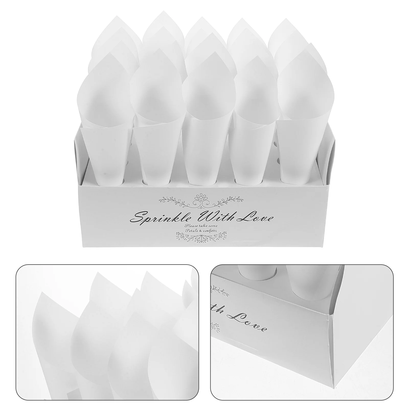 

Wedding Confetti Tray Flower Bar Paper Cones Petals Set Craft Holder White Bouquet