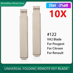 Hoja de llave plegable Original, KD, JMD, llave de auto sin cortar, #122, VA2, para Peugeot, Citroen, C4L, Renault, Universal, 10 Uds./lote