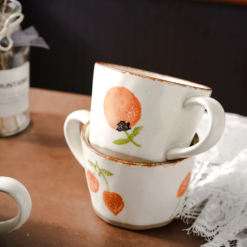 Pastoral Simple Nordic Ceramic Mug Hand-painted Mug Unusual Cups of Coffee Beer Cup Cup for Tea Drinkware Personalized Gift Mugs