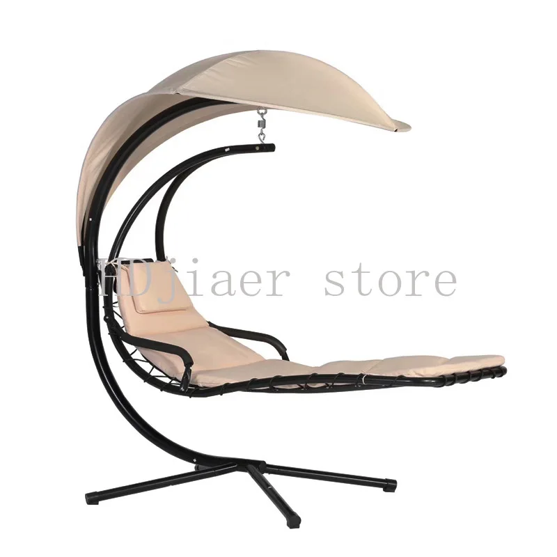 

"Outdoor Iron Swing Chair, Hanging Leisure Basket, Moon-Shaped Hammock Lounger for Villa Garden, Balcony Dreamy Swing"