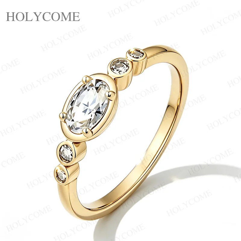 Moissanit-Ringe, Farbe D, VVS1, neu, schlicht, funkelnd, oval, synthetisches S925-Sterlingsilber, für Frauen, Hochzeit, Statement-Edelschmuck – Detail 4