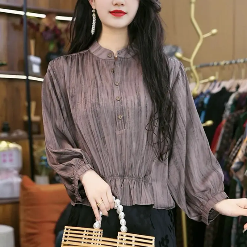 春夏新作おしゃれな気質シャツ スプライシング万能ファッション高級長袖トップス