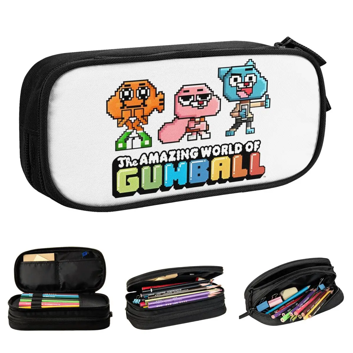 لطيف Gumball 8 بت RPG لعبة فيديو مقلمة قلم رصاص الحقيبة صندوق القلم سعة كبيرة حقيبة الطلاب مدرسة مستحضرات التجميل القرطاسية