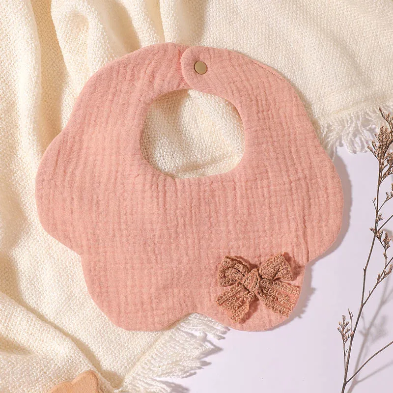 Newborn Infant Toddler Feeding Apron Burp Cloths Saliva Towel Baby Bibs Cotton Ruffle Trim Muslin Bandana Drool Bibs