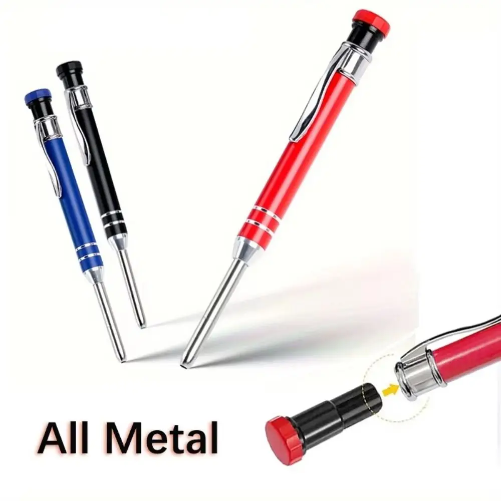 

2.8mm Mechanical Pencil Deep Hole Marking Built-in Sharpener Solid Carpenter Pencil Long Head Metal Woodworking Marking Tool