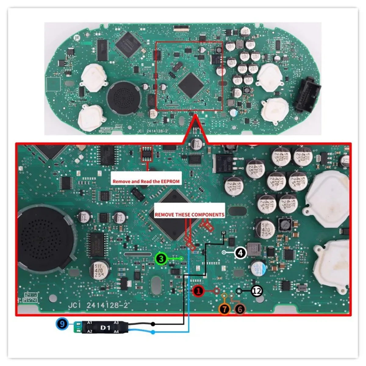 OUVU-D1 Adapter für VAG MQB D70F34xx D70F35xx Kilometerstand-Reparatur, kein Löten, kein Hubstift