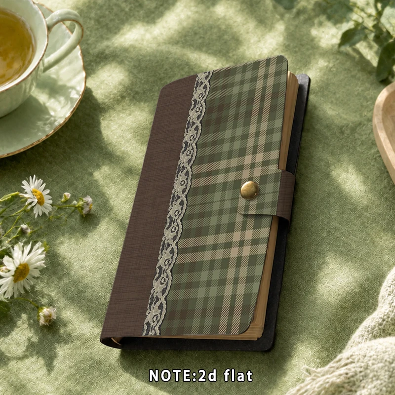 Plaid Lace Print Hardcover Notebook Snap Button Journal A6 Diary Book Gift for Women Birthday Present Scrapbooking Stationery