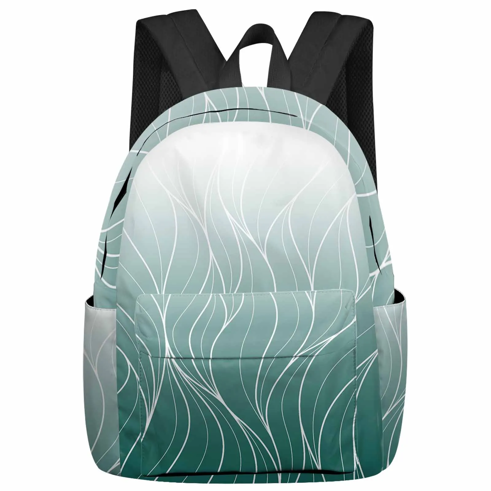 

Turquoise Gradient Line Texture Backpacks Teenagers Student School Bags Laptop Custom Backpack Men Women Travel