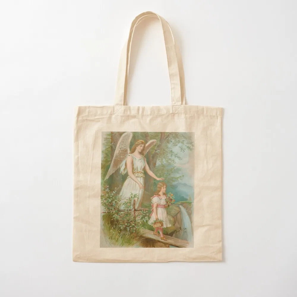 

Vintage Guardian Angel Tote Bag large tote bag Big bag Canvas Tote