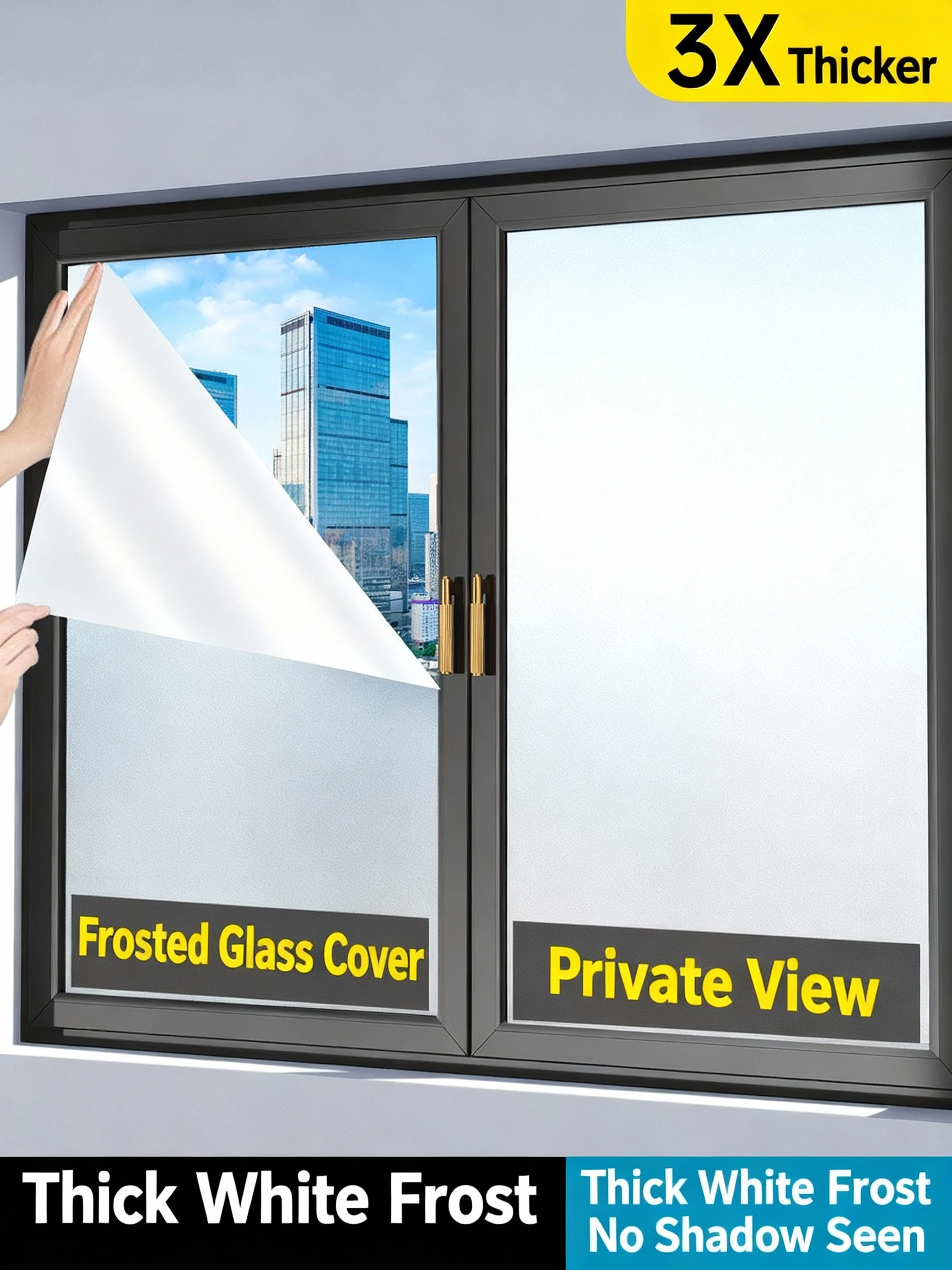 Milchglasfolie Sichtschutzfolie für Fenster und Glastüren – Lichtdurchlässig, aber nicht Personen, für Büro, Bad, Zuhause, Anti-Spionage