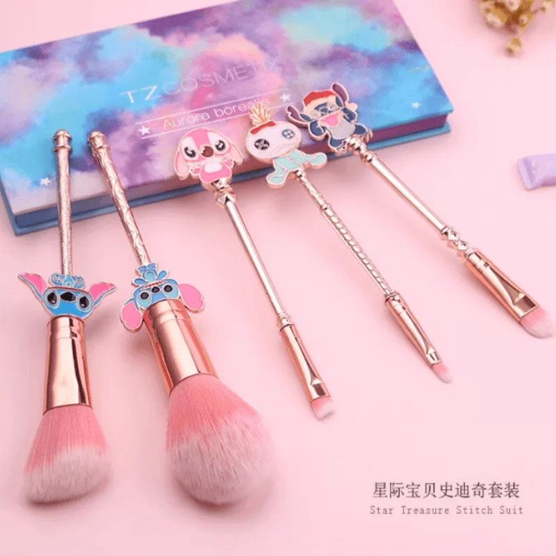 Disney Stitch Makeup Brush Set Lilo & Stitch High-value Girl Heart Makeup Brush Women's Cosmetic Applicators Girlfriend Gifts