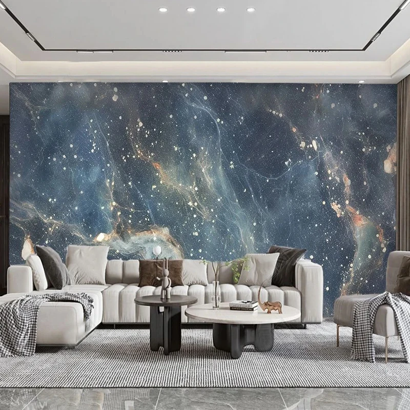 

Modern Fashion Starry Blue Marble Wallpaper Living Room TV Sofa Bedroom Blue Background Wall Decor Papel De Parede 3D Murals