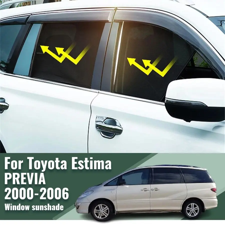 

Для Toyota Estima PREVIA RX30 RX40 2000-2006 Магнитный автомобильный солнцезащитный козырек, сетчатая занавеска на лобовое стекло, солнцезащитный козырек на заднее боковое окно