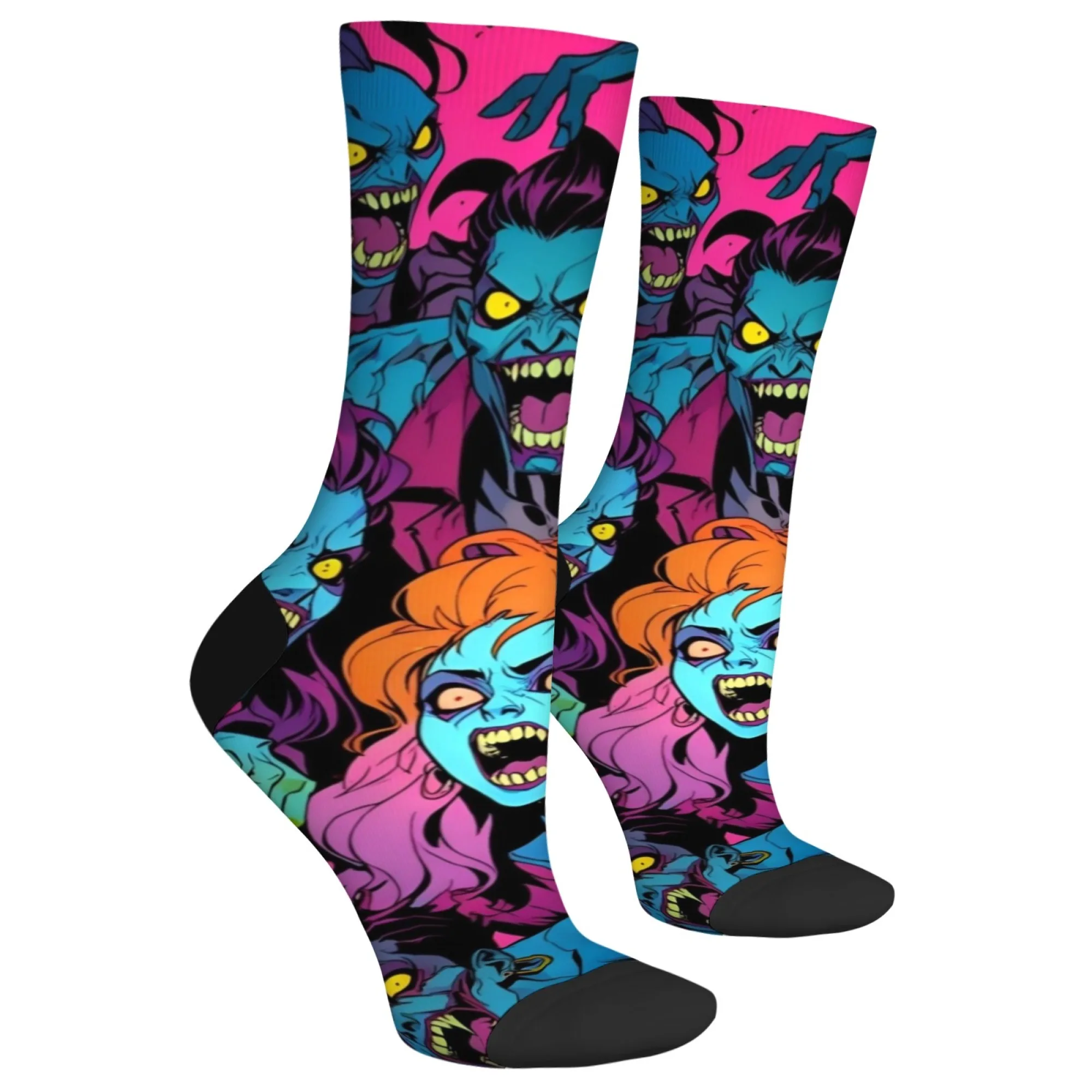 Crazy Girls Horror Zombie Cartoon Sokken Harajuku Stijl Nieuwigheid Grappige Crew Sokken Unisex Warme Antislip Sokken Vakantie Feestcadeau