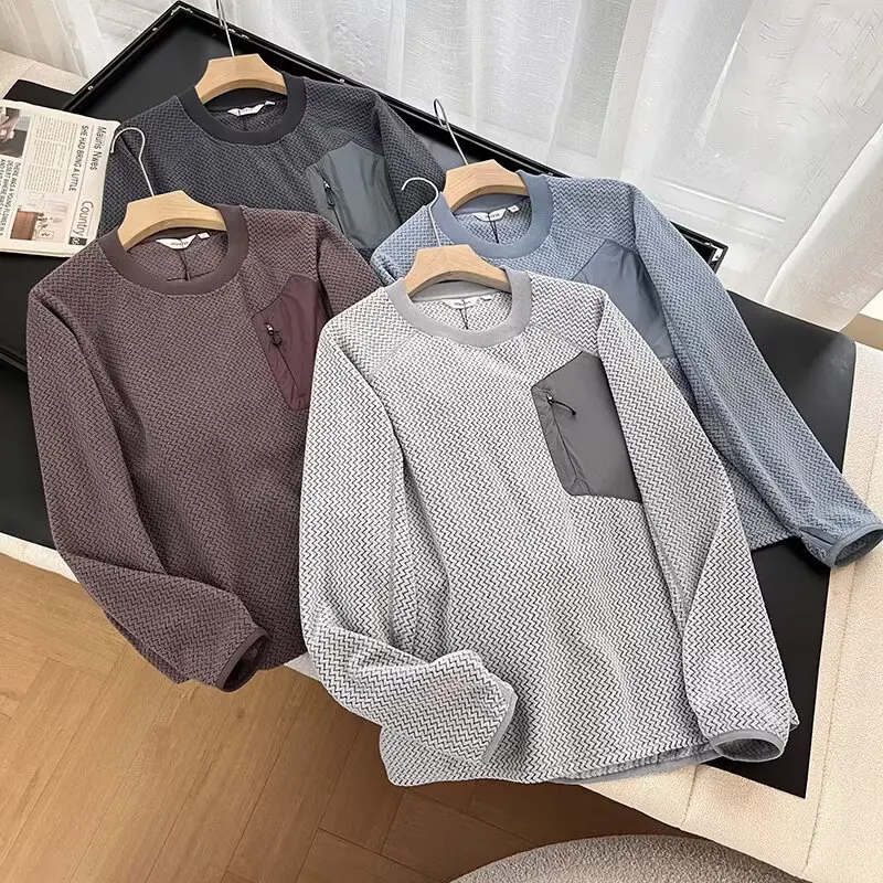 

Круглый свитшот на подкладке Ne Fce для пар, длинный све, уличный повседневный теплый топ, мужской свободный крой, удобная зимняя мода