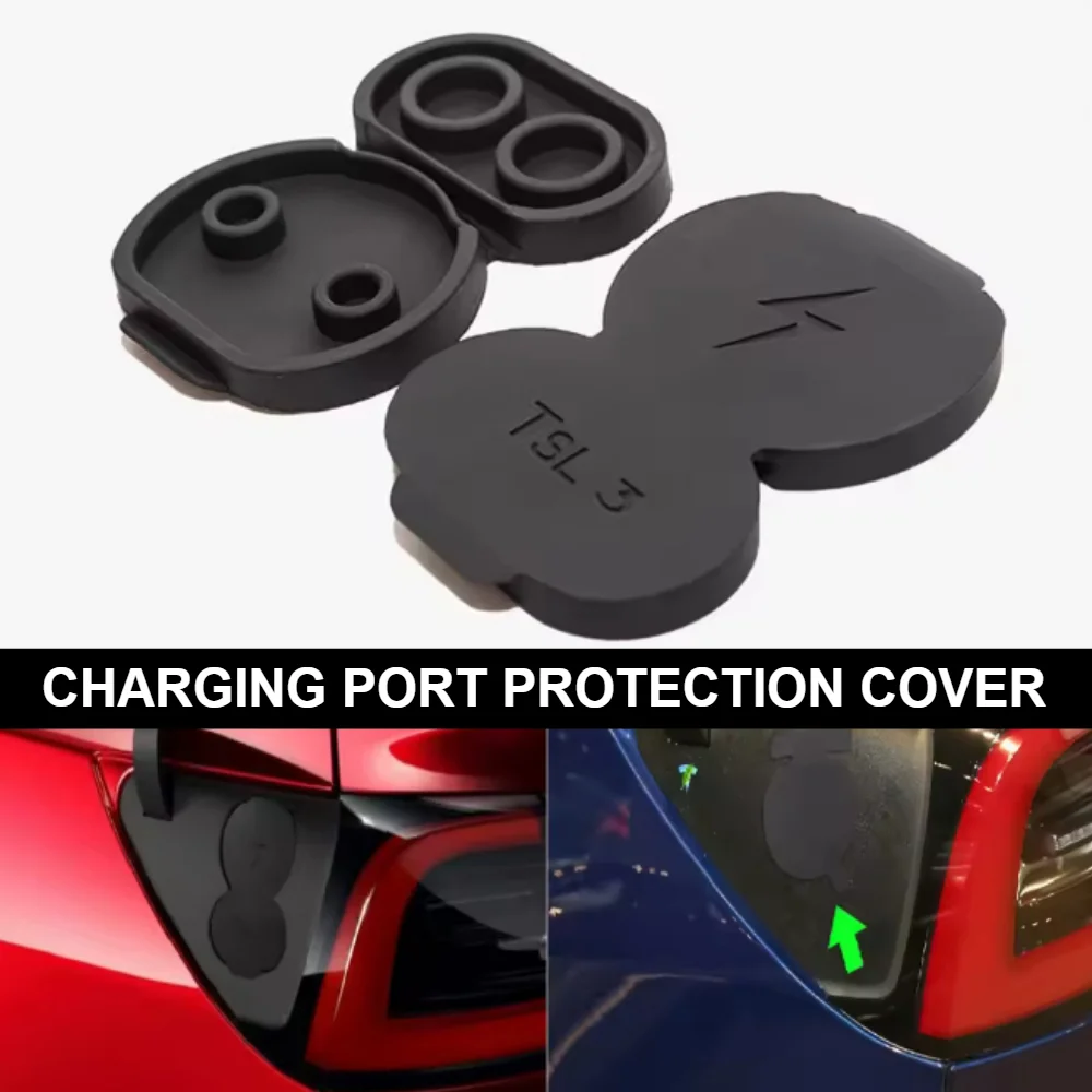 Silicone Dust Plug Protective Cover for Tesla Model 3 Y Waterproof Port Dust Cover Cap Black Charger Dust Protection Cover
