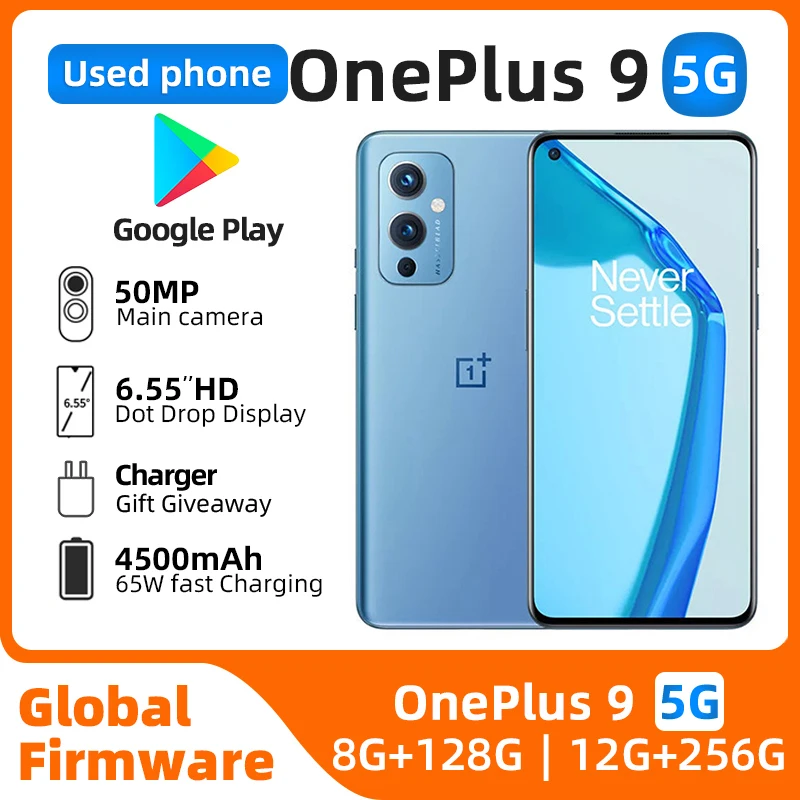 OnePlus 9 5G Global Version 12GB 256GB 6.55‘’ 120Hz Fluid AMOLED Display Hasselblad Camera Original used phone