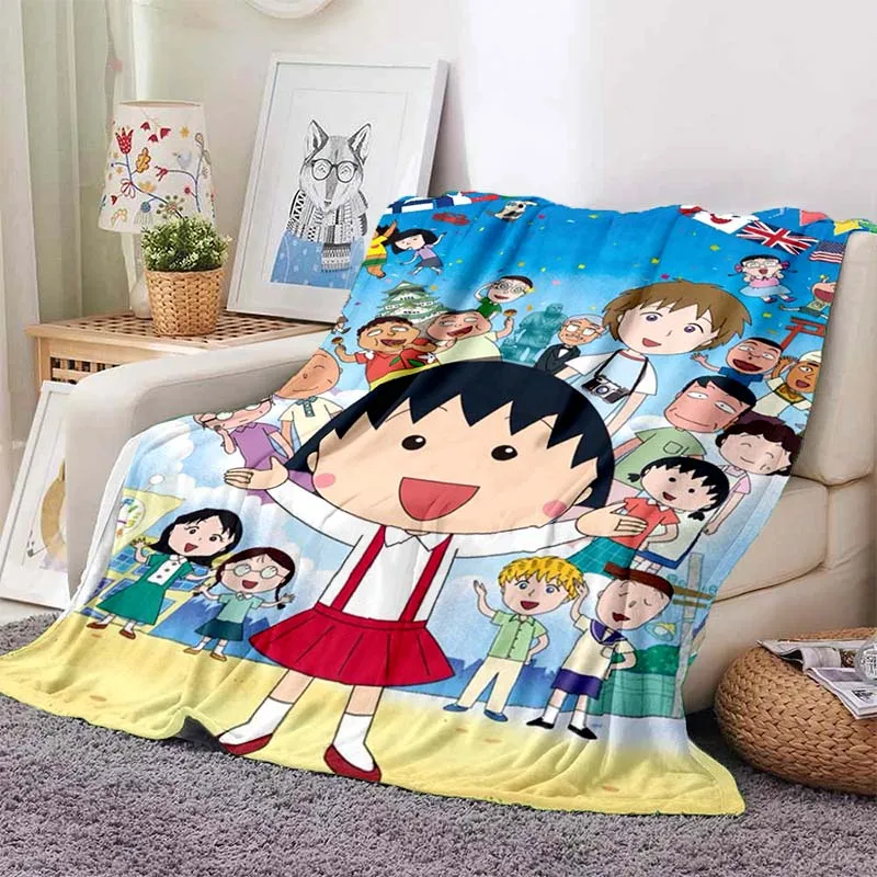 3DAnime Cartoon Chibi Maruko-chan Soft Flannel Blanket Bed Sofa Cover Sheet Home Decoration Picnic Blanket Cover Blanket