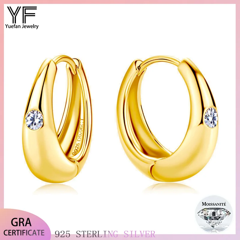 

S925 sterling silver micro-inlaid moissanite women's earrings, 18k gold D-color VVS-certified glittering banquet jewelry