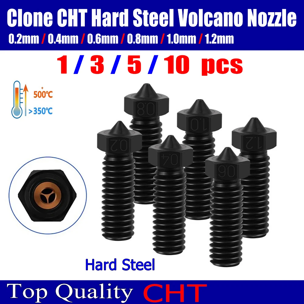 CHT Volcano Nozzle For Artillery Sidewinder X1 X2 Genius Pro Vyper Nozzle 3D Printer Parts High Flow CHT Volcano Nozzles 0.4mm