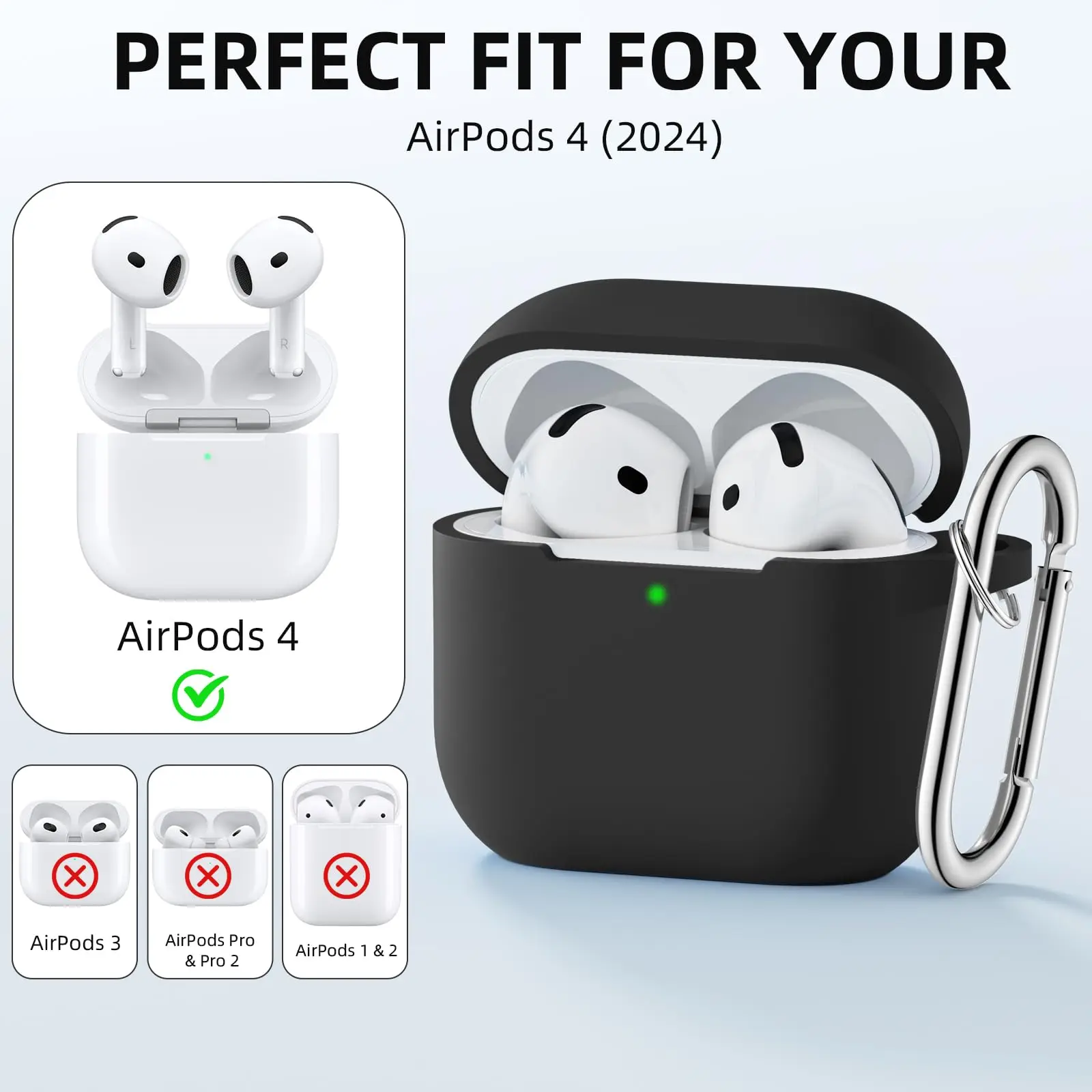 New Kit case for AirPods 4 Soft Silicone Protective Cover for Women Men for AirPods 4 for AirPods 4th Generation Case 2024 USB C