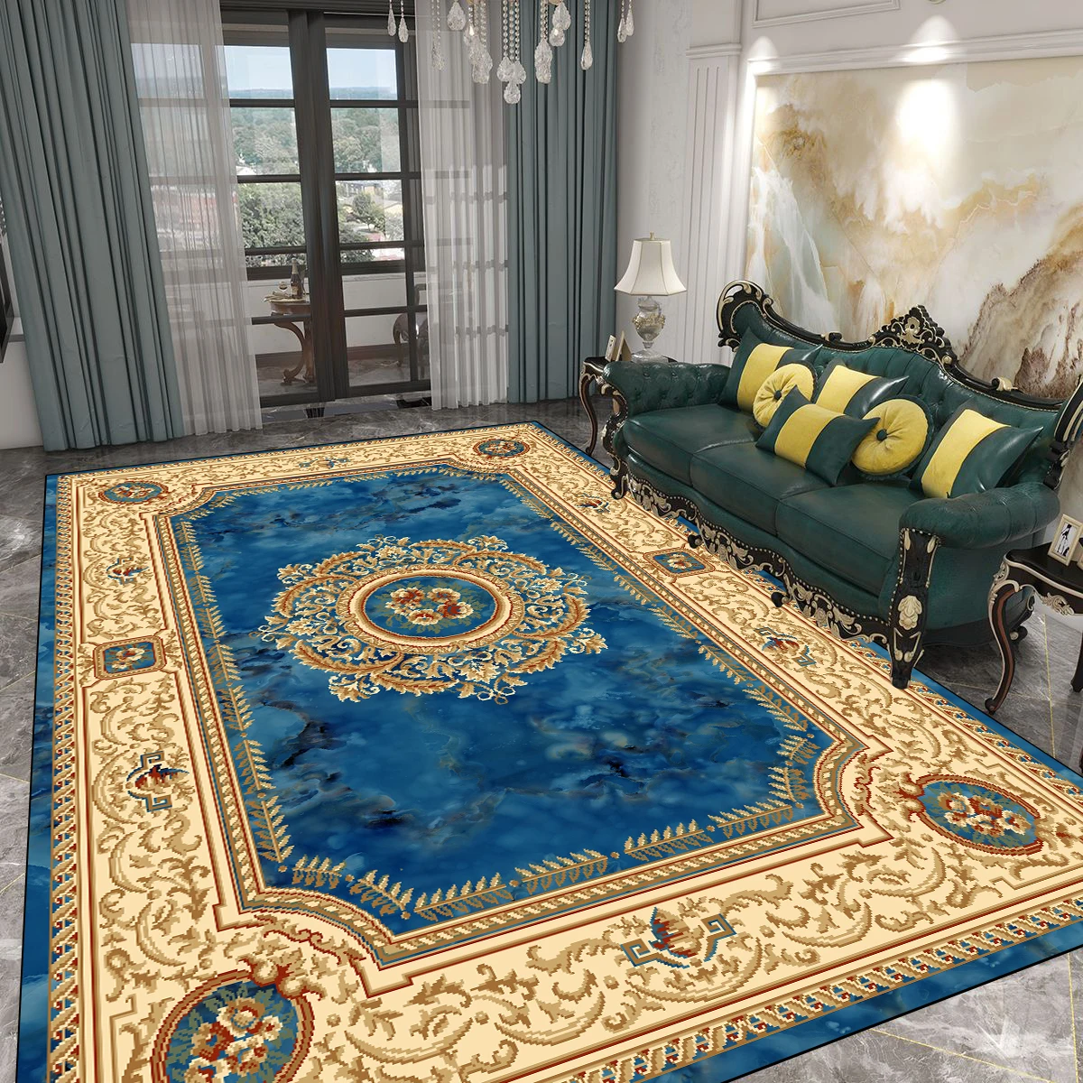 

Persia Vintage Carpet Large Area Living Room Decoration Rugs Classic Light Luxury Bedroom Decor Rug Non-slip Washable Floor Mat