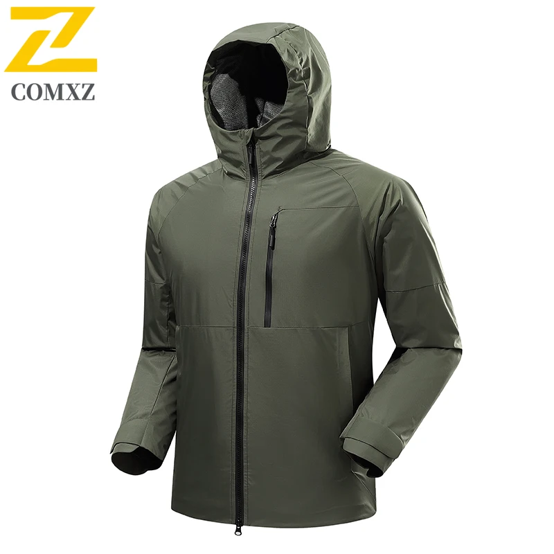 2025 Hiking Men's Jacket Autumn Fashion Brand Color Contrast Waterproof Windproof Windbreaker Men Mountain Hooded Rainproof Coat