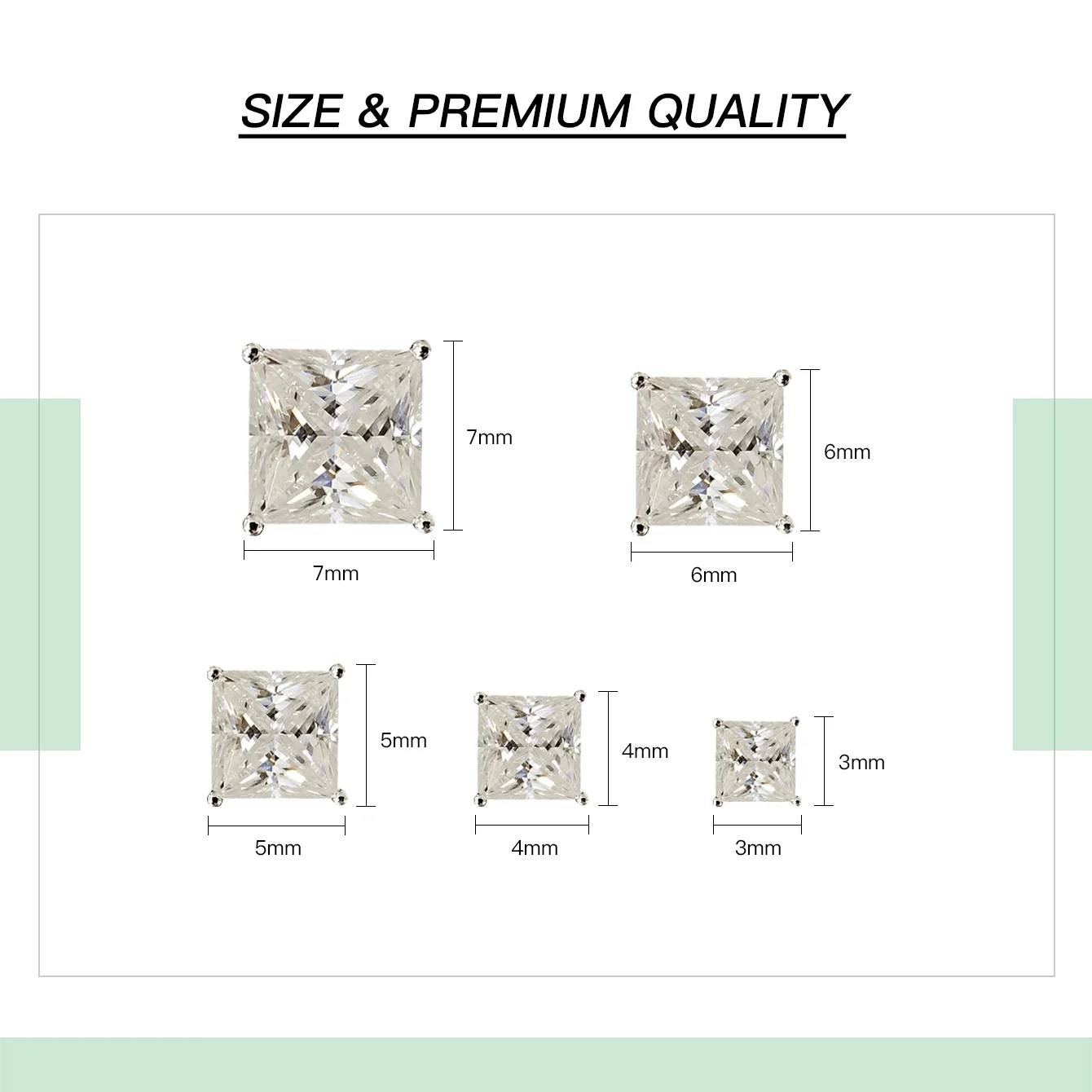 S925 Silver Stud Earrings Princess Cut Earring  Moissanite Earring for Women with Gra Certificate Engagement