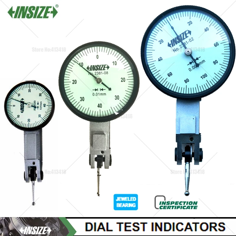 INSIZE 다이얼 테스트 인디케이터 정밀 공구 0-0.8mm 0.01mm 0.2mm 미터법 다이얼 테스트 인디케이터 (미터법 측정 다이얼 인디케이터 포함)