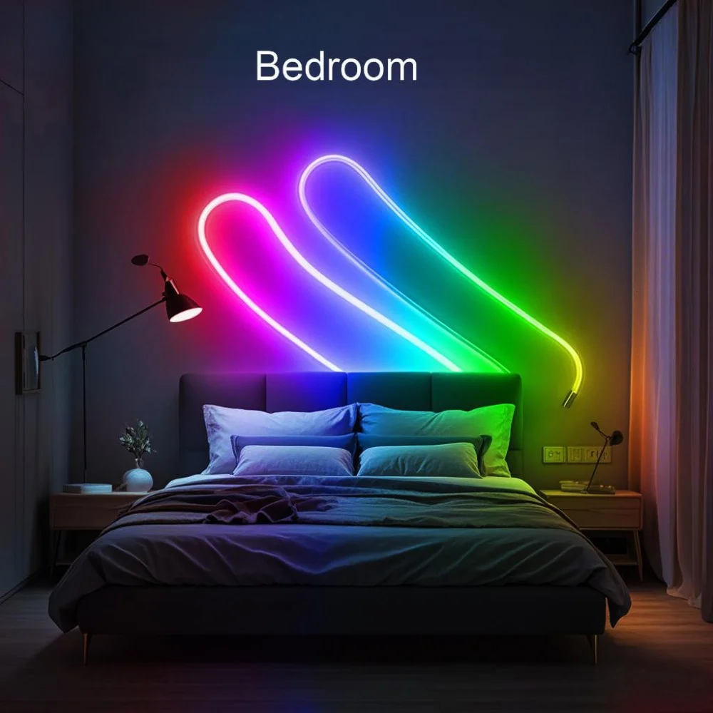 360 Glow Round RGB Neon LED Striscia intrecciata Luci a corda 24 tasti Bluetooth APP Controllo remoto Sincronizzazione musicale 5V USB Decorazione impermeabile